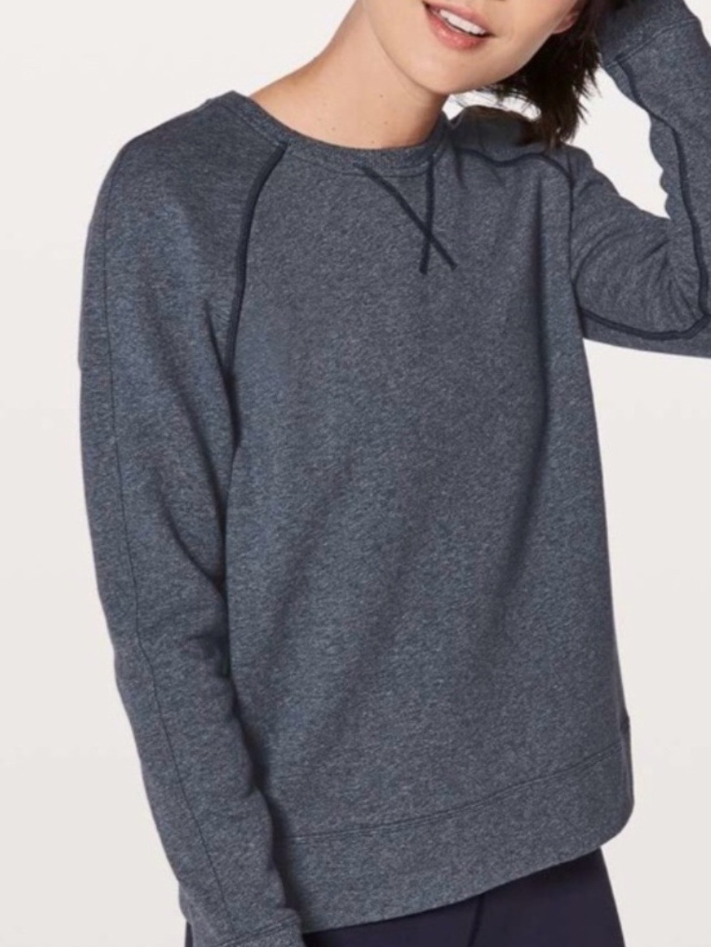 Lululemon Just Pleat It Crew Heathered Speckled True Navy Size M